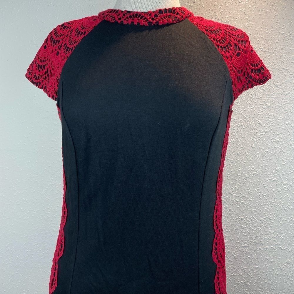 EUC Kensie Womens Midi Black and Red Dress Size S - Picture 2 of 7